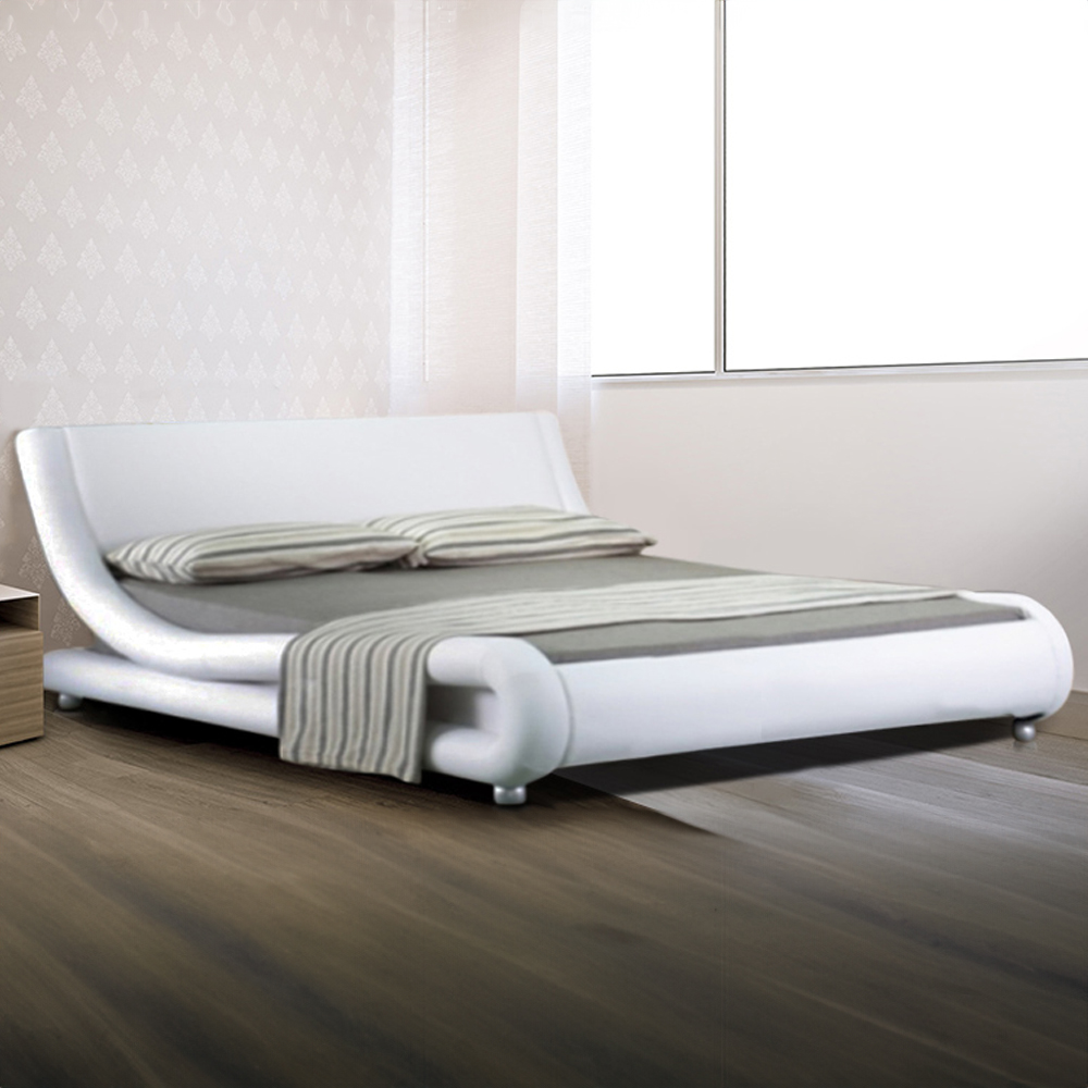 Brooklyn Italian Designer King Size Black and White Faux Leather Bed Frame