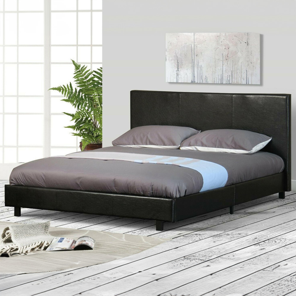 Brooklyn King Size Black Faux Leather Storage Bed Frame