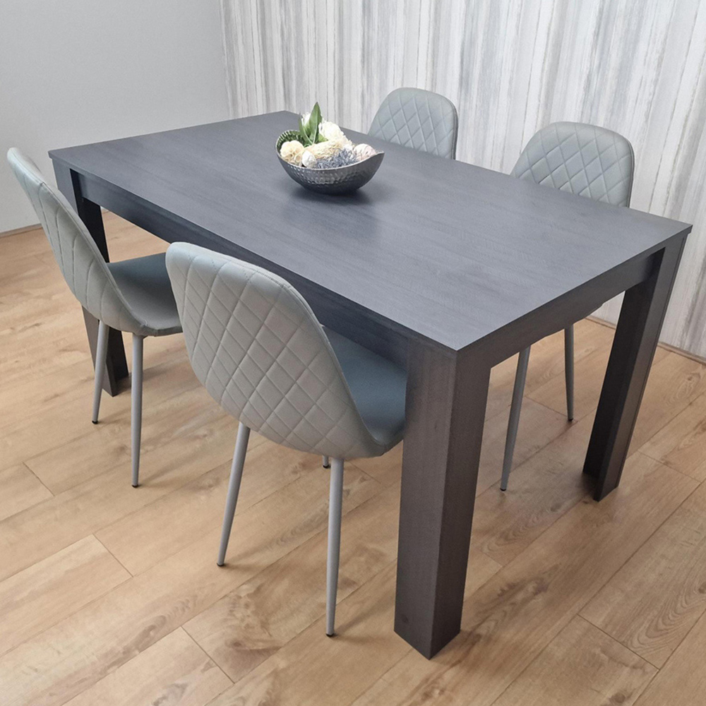 Portland Multi Wood And Leather Seater Dining Set Grey Size 4