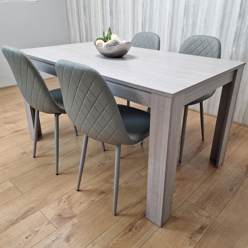 Kosy Koala 4 Seater Wood and Faux Leather Dining Set Grey