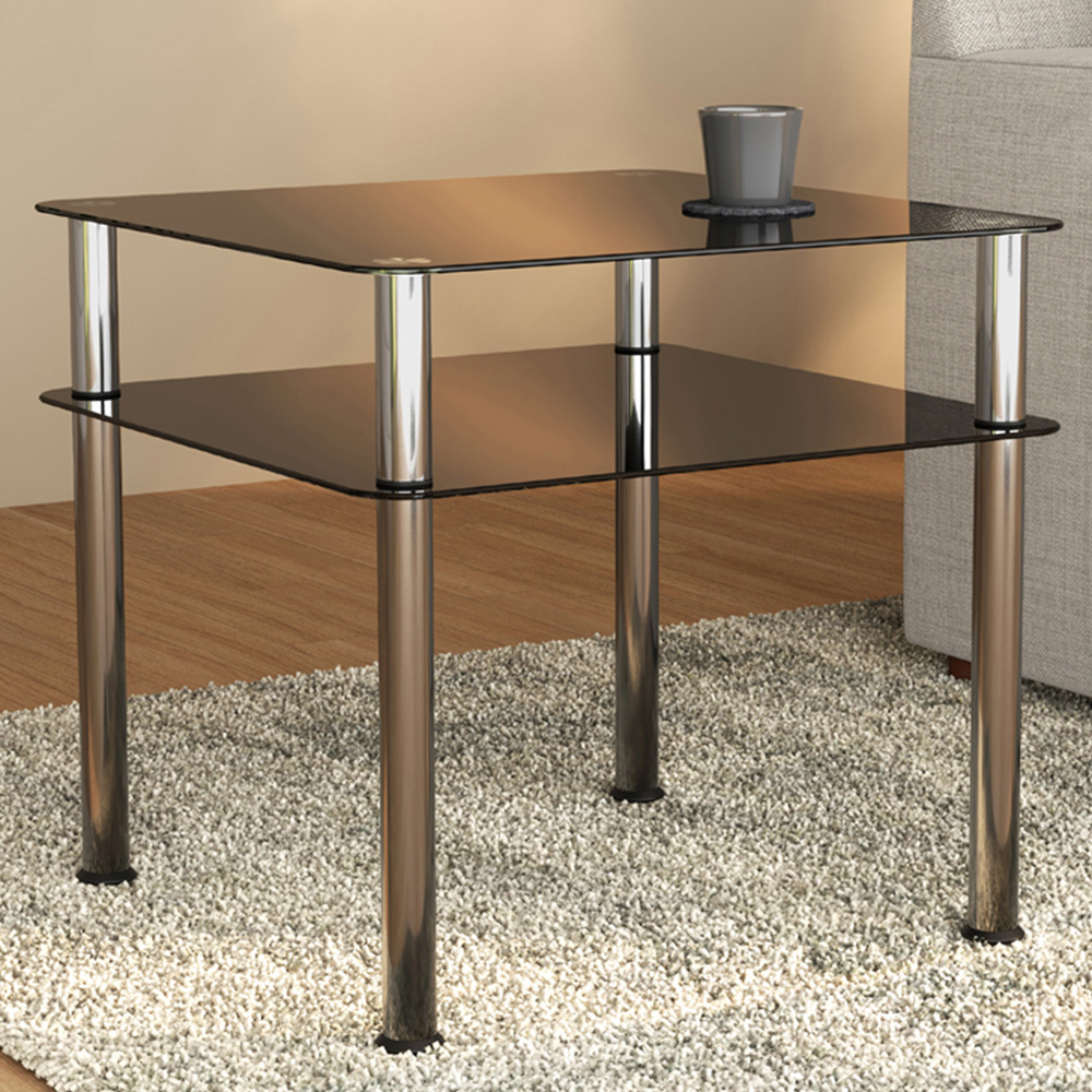 AVF Classic Black and Chrome Glass Side Table