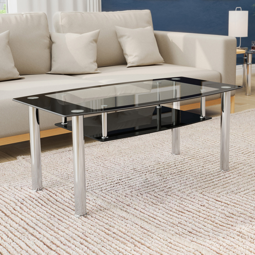 AVF Black Glass and Chrome Coffee Table