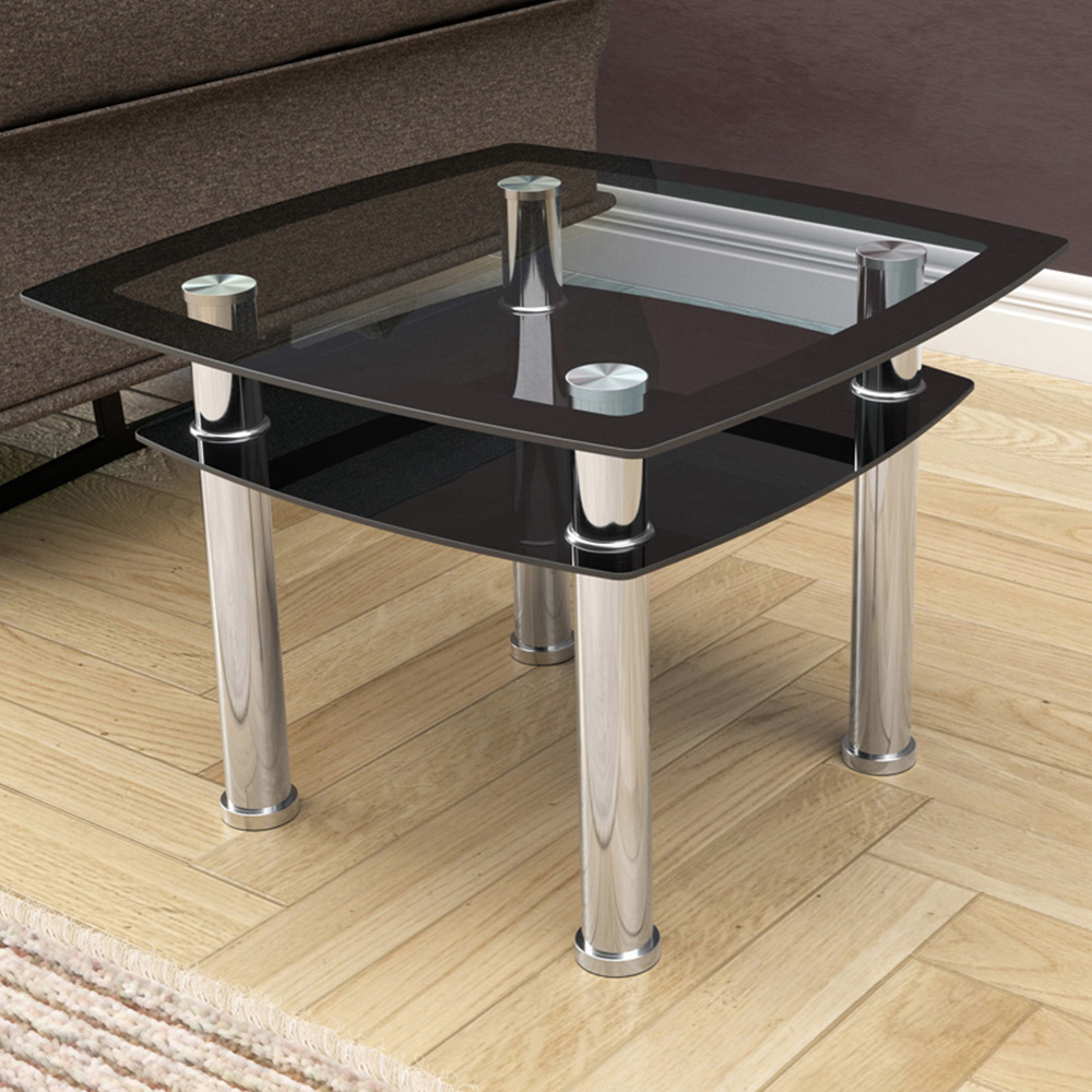 AVF Black Glass and Chrome Lamp Table