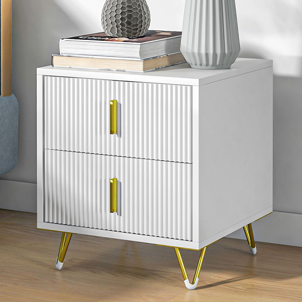 HOMCOM 2 Drawer White Bedside Table