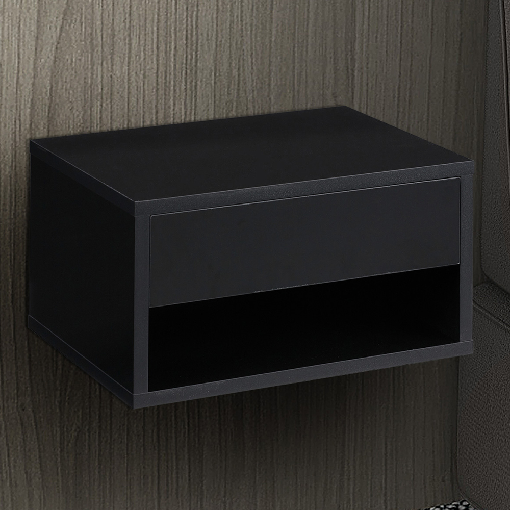 HOMCOM Black High Gloss Bedside Table Set of 2