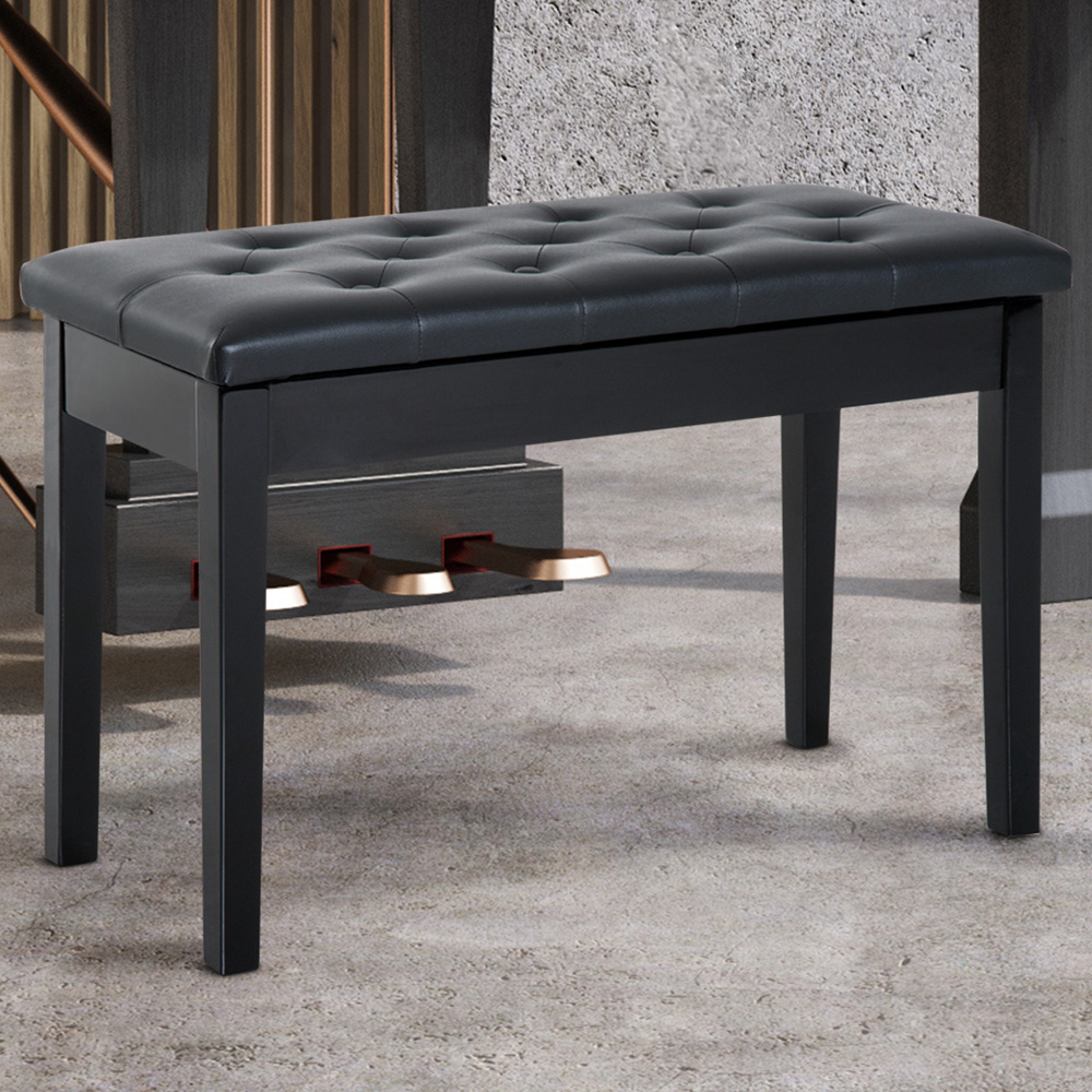 Portland White PU Leather Upholstered Piano Stool with Storage