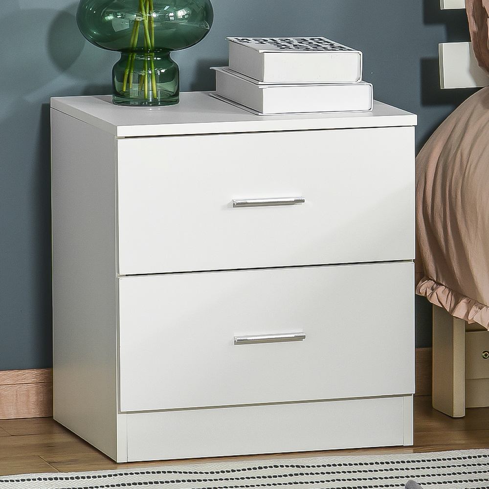 HOMCOM 2 Drawer White Bedside Table