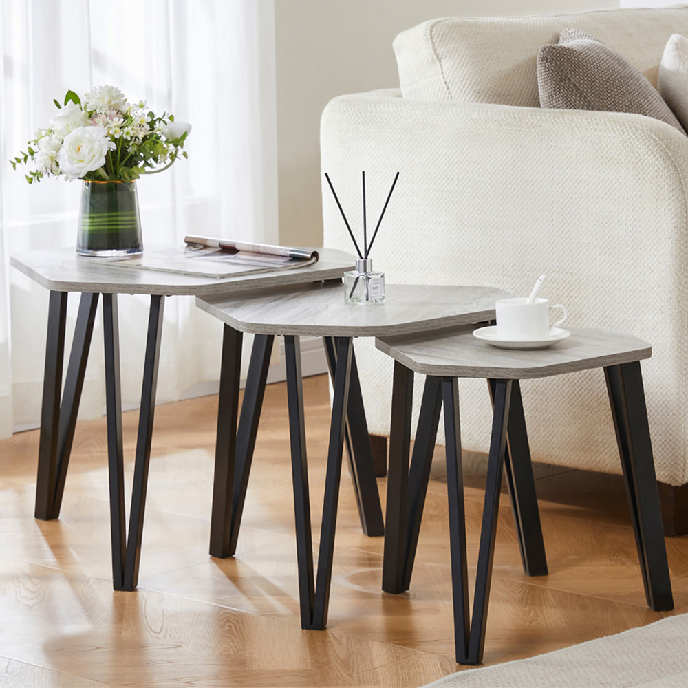 VIDA DESIGNS Brooklyn Grey Nest of Tables Set of 3