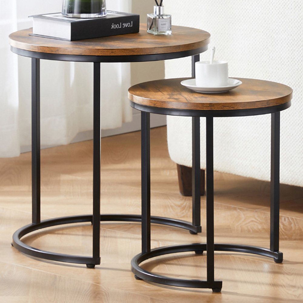 VIDA DESIGNS Brooklyn Dark Wood Nest of Tables Set of 2