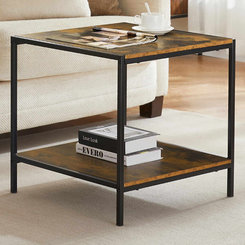 VIDA DESIGNS Brooklyn Dark Wood Metal Frame End Table