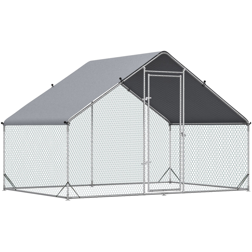 PawHut Walk In Chicken Run with Spire Roof and Cover 2 x 3 x 2m