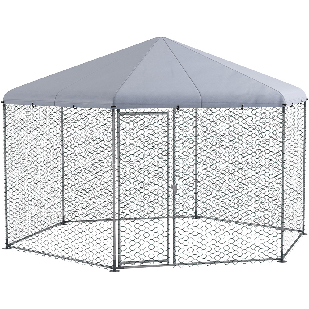 PawHut Walk In Chicken Run with Hexagonal Roof and Cover 2.6 x 4 x 3.5m