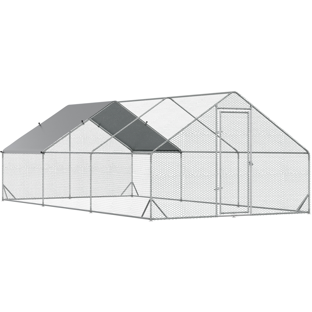 PawHut Walk In Chicken Run with Spire Roof and Cover 2 x 3 x 6m