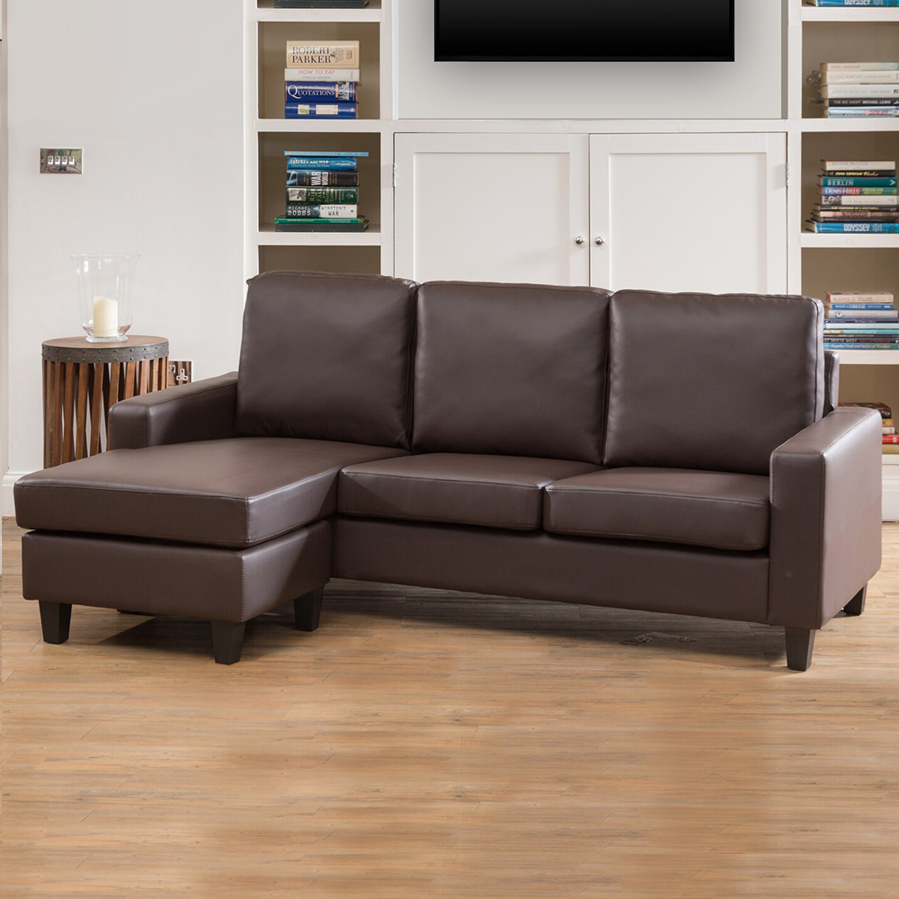 Artemis Home Modena 3 Seater Brown Leather Reversible Corner Sofa