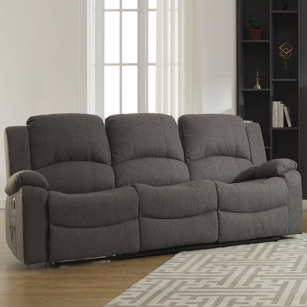 Artemis Home Grey Marldon Seater Dark Electric Recliner Sofa Size 3