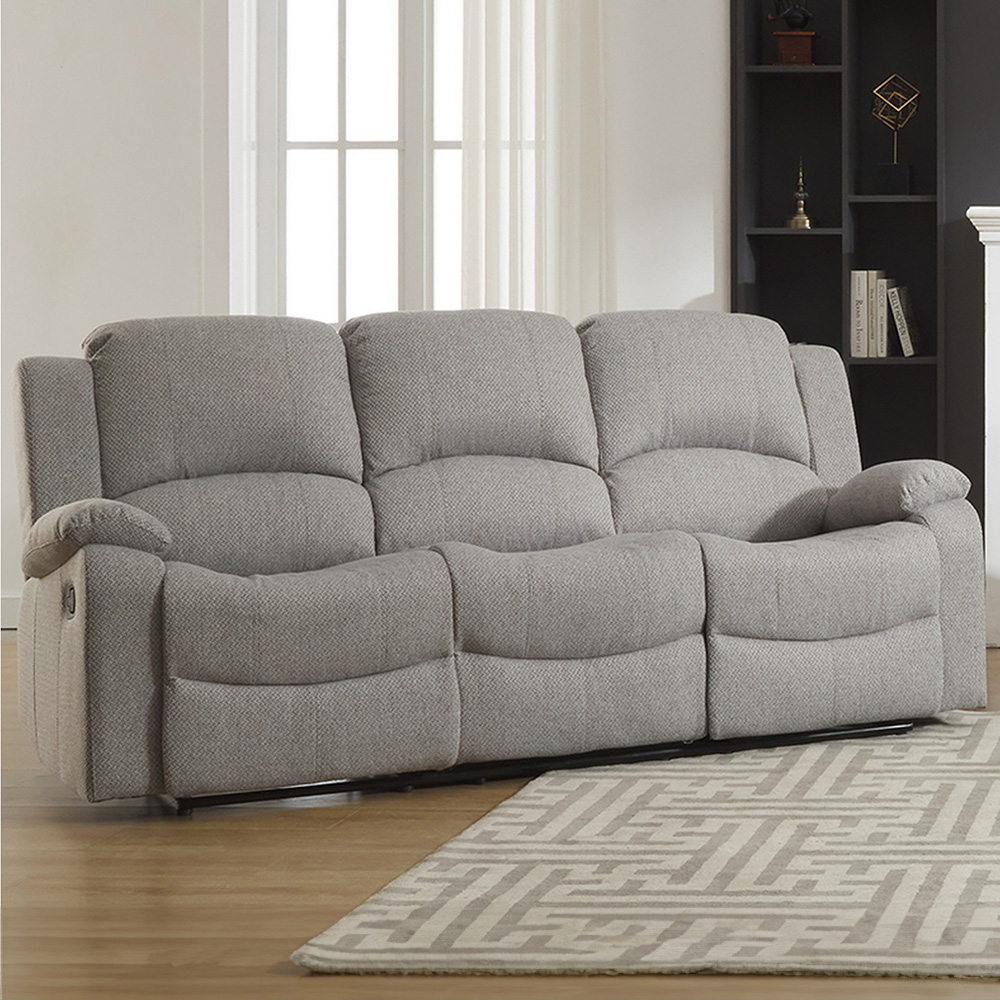 Artemis Home Grey Marldon Seater Light Manual Recliner Sofa Size 3