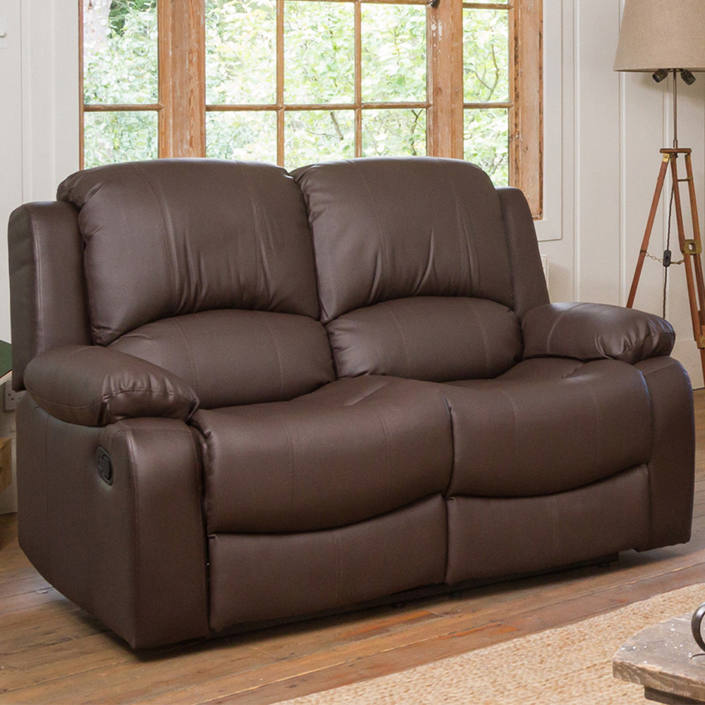 Artemis Home Glendale 2 Seater Brown Bonded Leather Manual Recliner Sofa