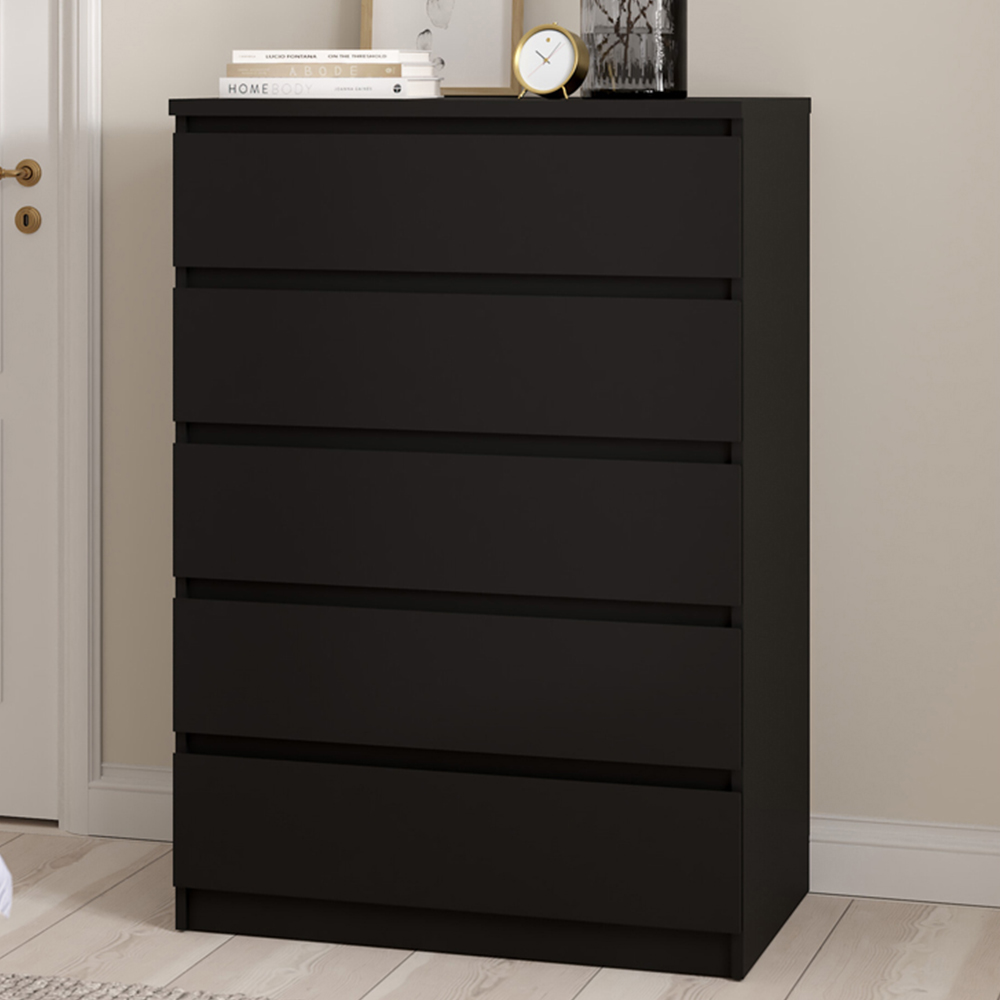 Florence 5 Drawer Matt Black Chest of Drawers