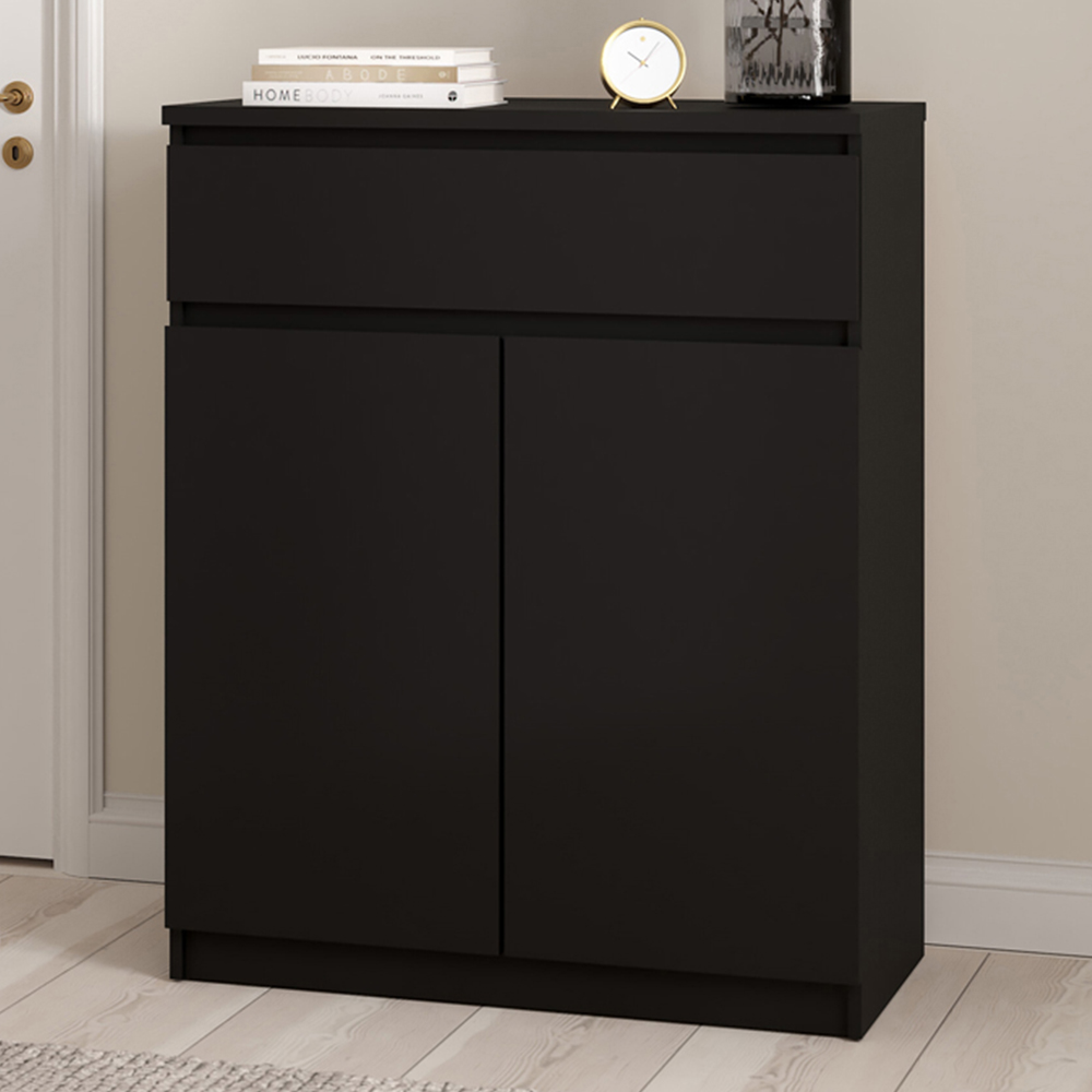 Florence 2 Door Single Drawer Black Matt Sideboard