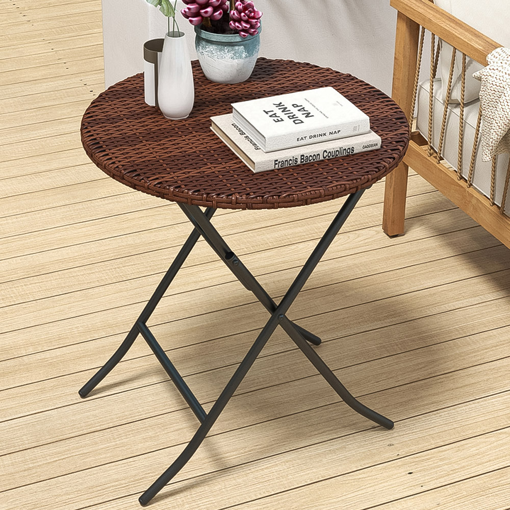 Outsunny Coffee Table - Mixed Brown PE Rattan - Foldable - Steel Base