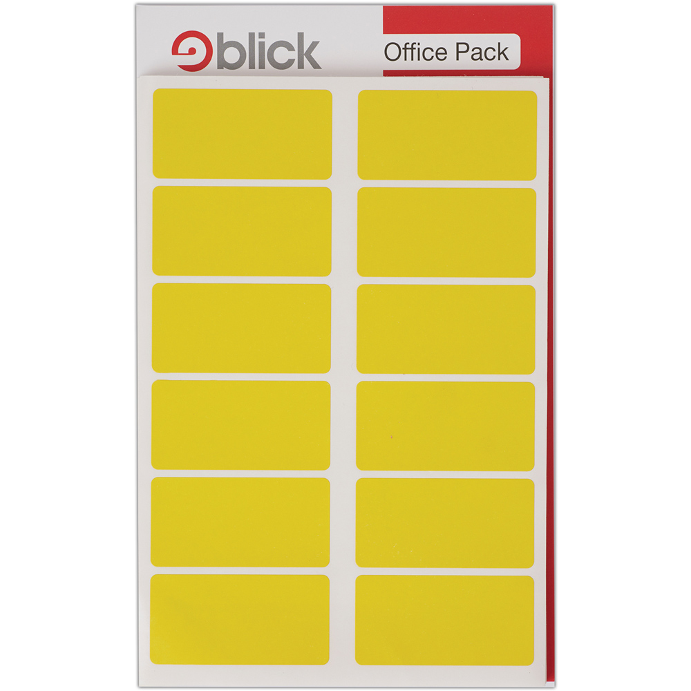 Blick Yellow Rectangular Self Adhesive Office Stickers 25 x 50mm 320 Pack