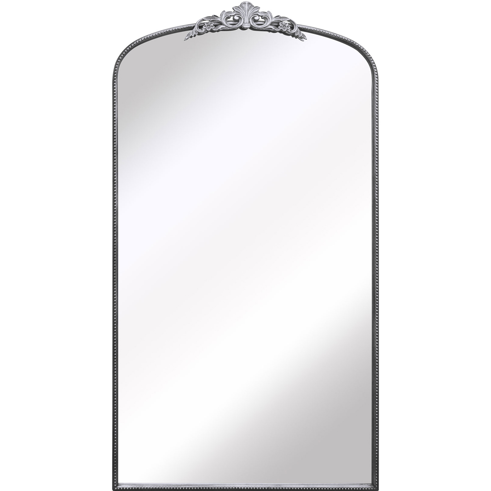 The Crown Silver Arched Metal Leaner Wall Mirror 174 x 96cm