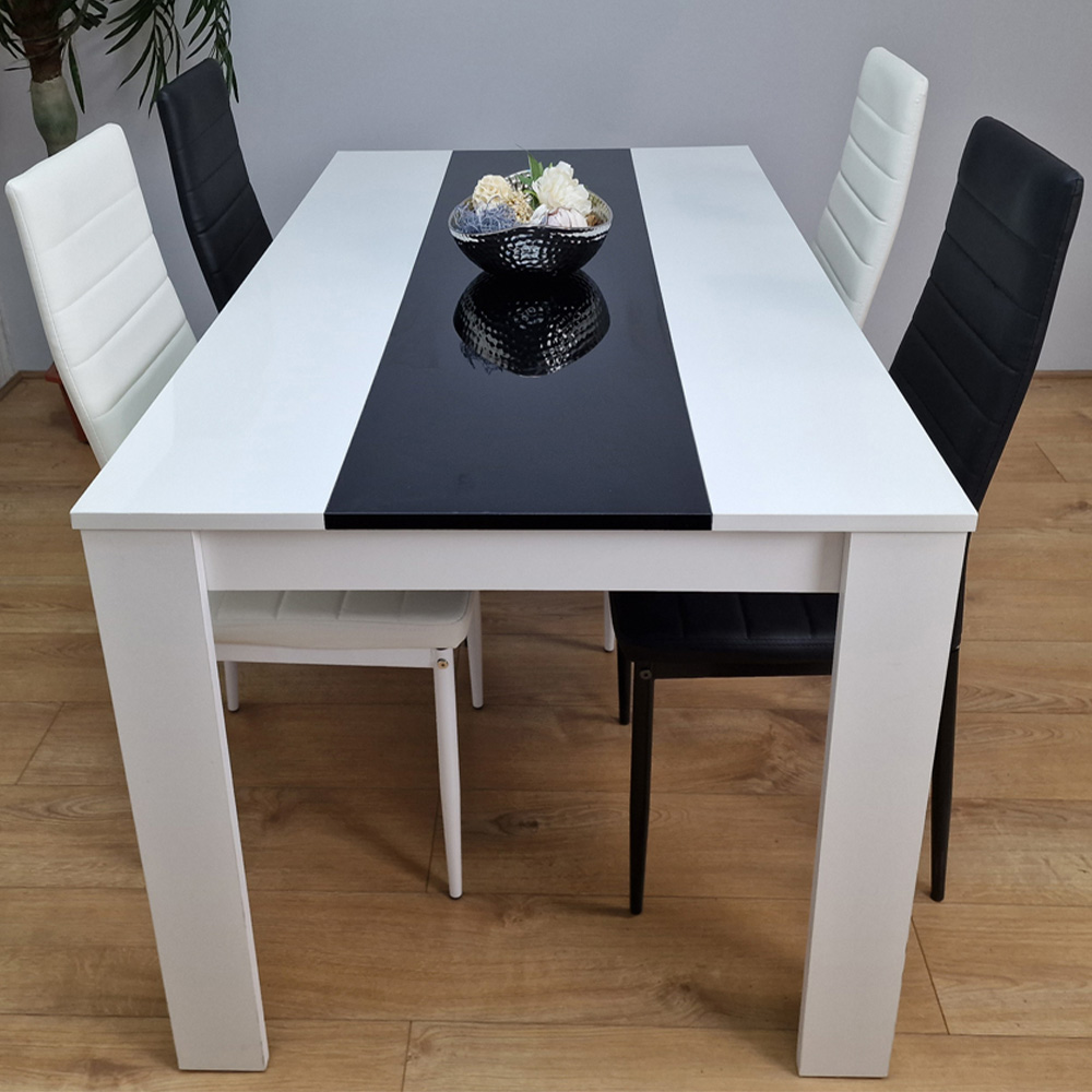 Kosy Koala 4 Seater Faux Leather Dining Set Black and White