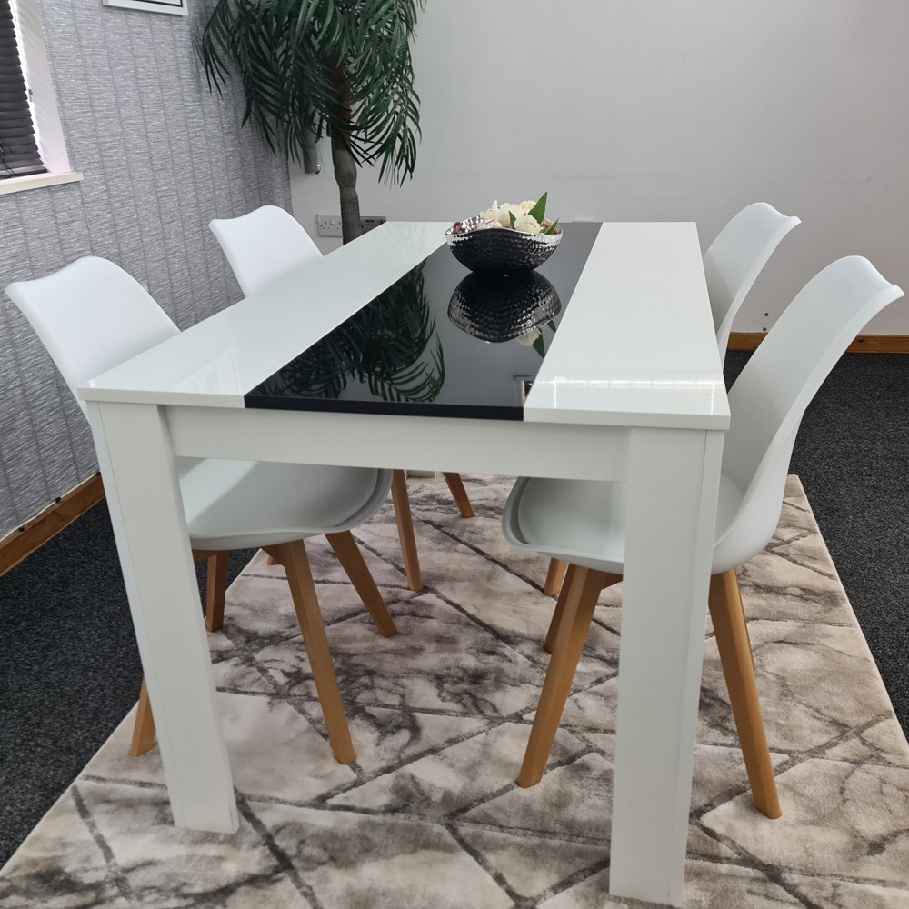 Kosy Koala 4 Seater Plastic Dining Set Black and White