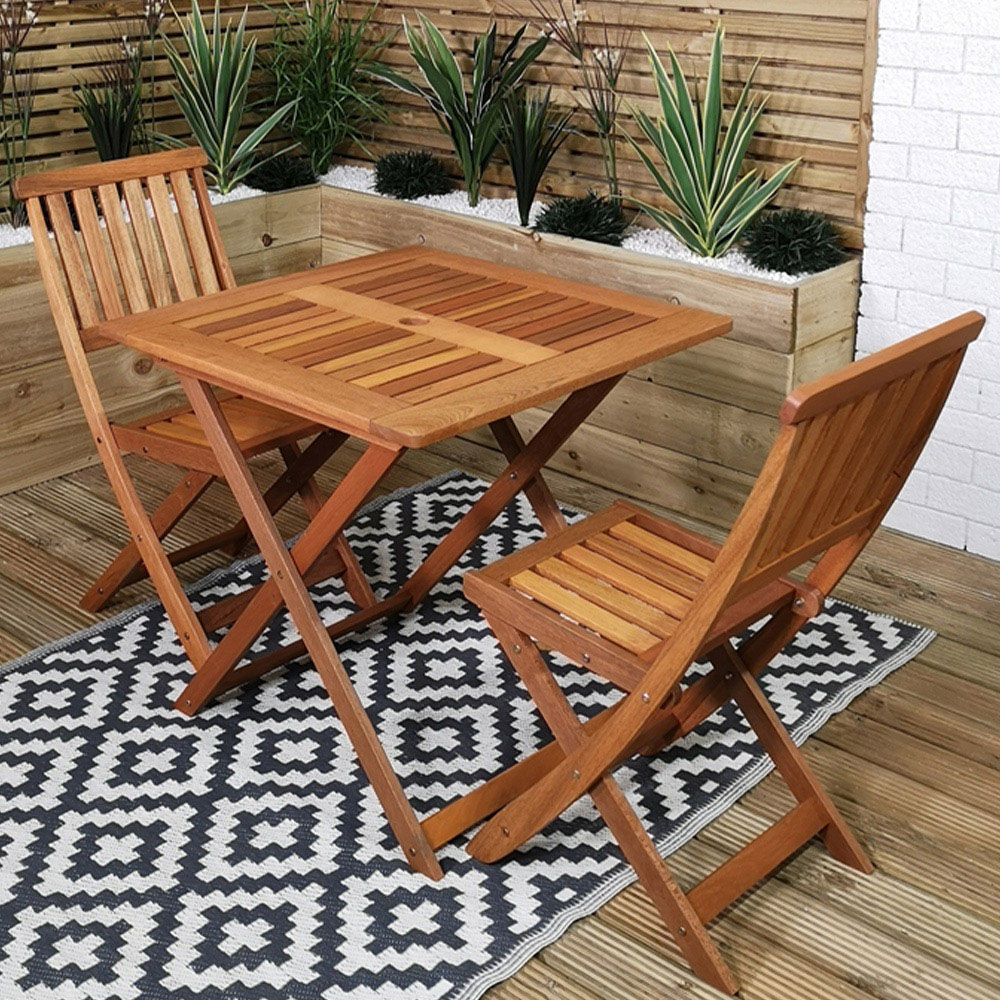 Samuel Alexander Wooden 2 Seater Folding Square Garden Dining Set