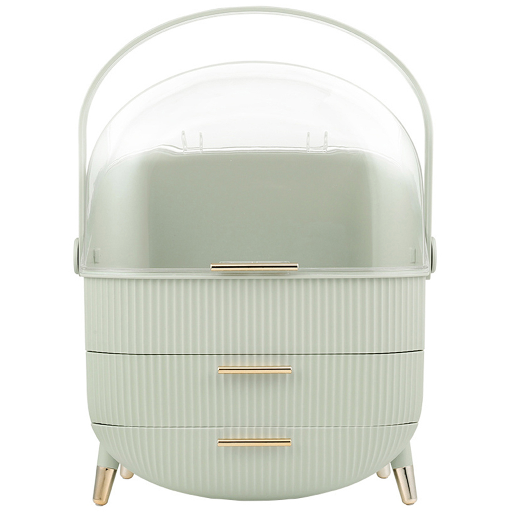 Living and Home 2 Drawer Mint Green Makeup Storage Organiser with Transparent Lid and Handle