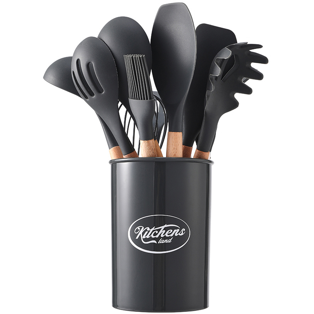 Living and Home 11 Pieces Black Silicone Kitchen Utensil