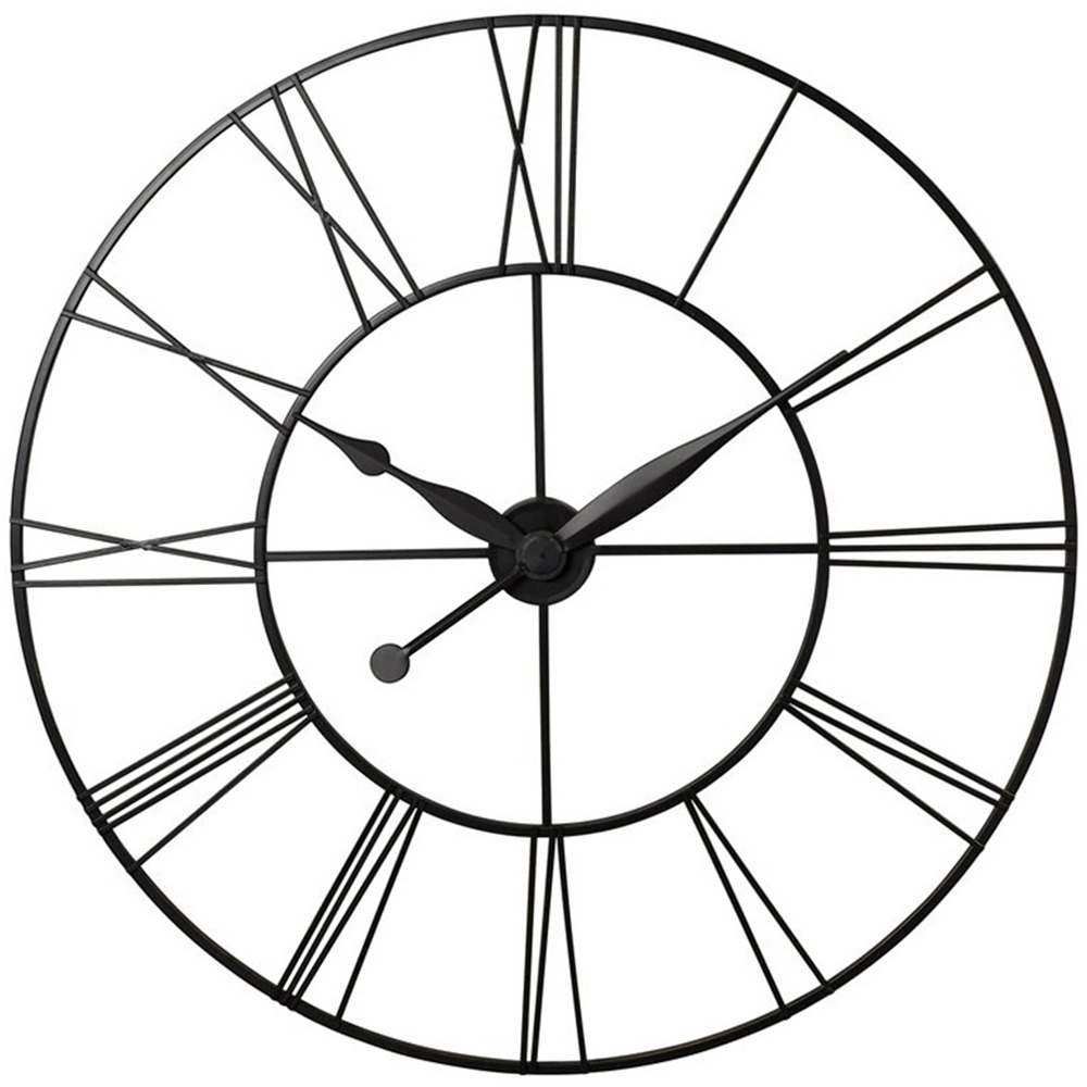 Living and Home Dark Grey Large Vintage Cut Out Metal Wall Clock 60cm