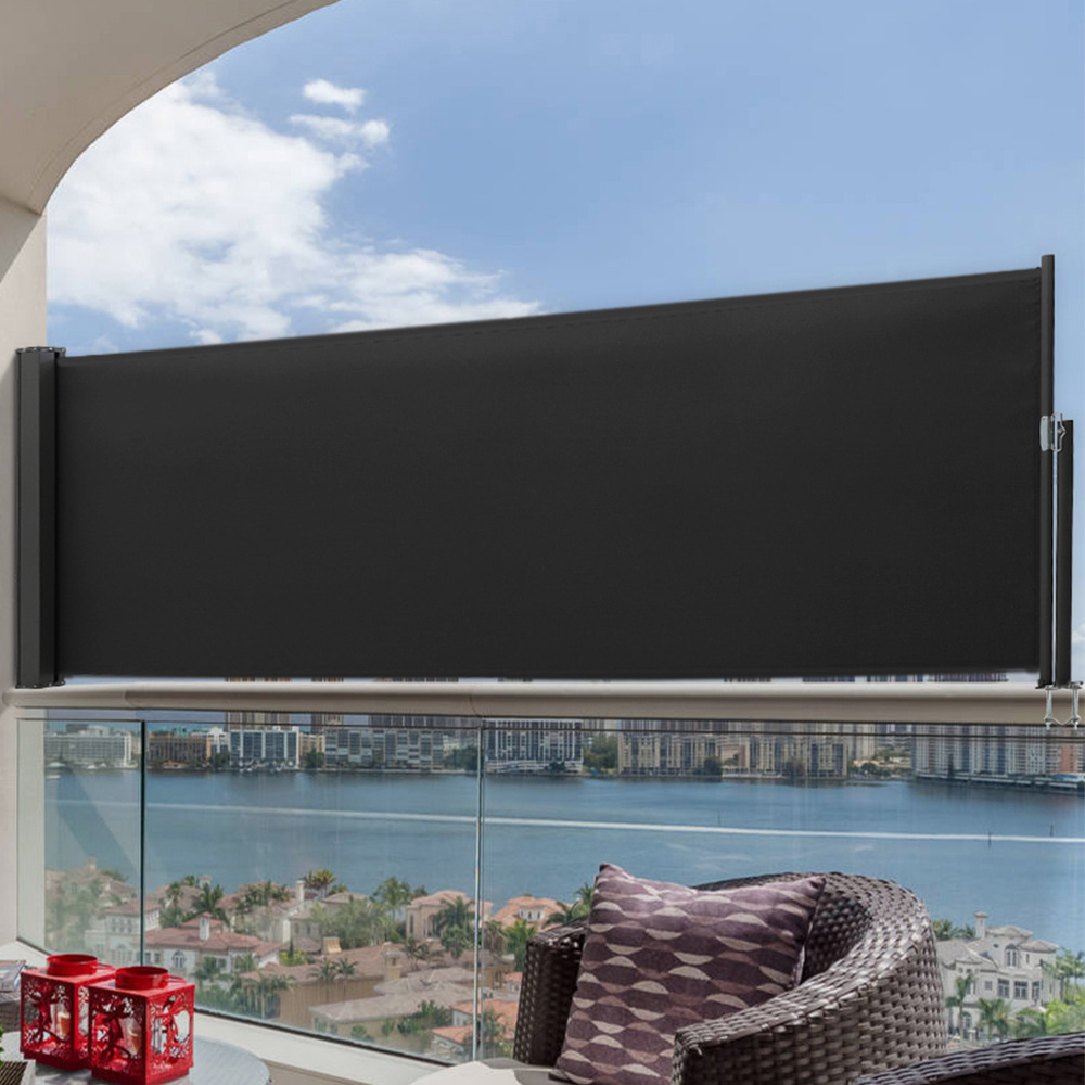 Living and Home Dark Grey Retractable Side Awning 3 x 1m