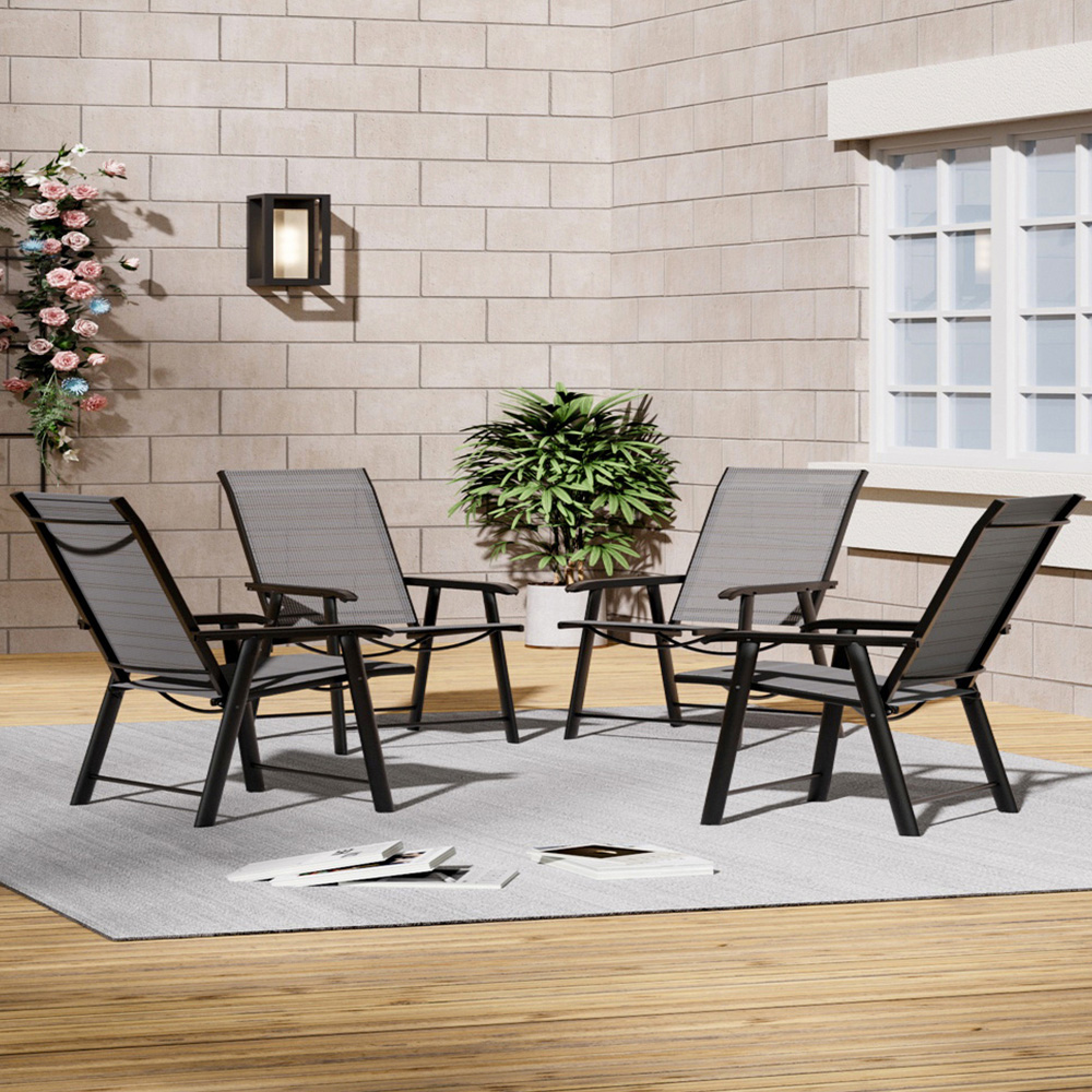Living and Home Set of 4 Black Folding Garden Chair