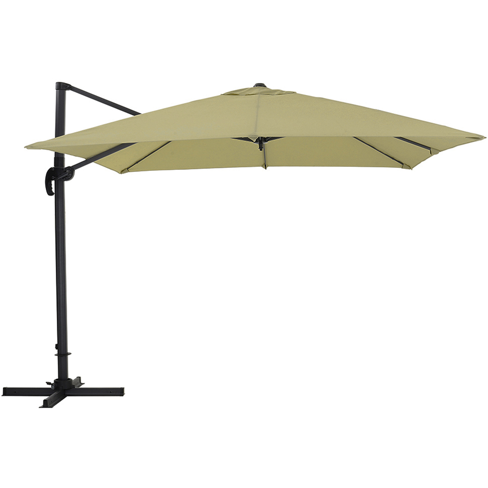 Living and Home Khaki Square Rotatable Crank Cantilever Parasol with Square HDPE Base 3m