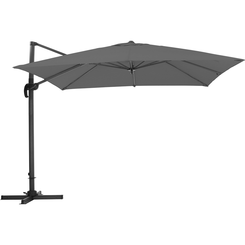 Living and Home Dark Grey Square Rotating Tilt Cantilever Parasol with Cross