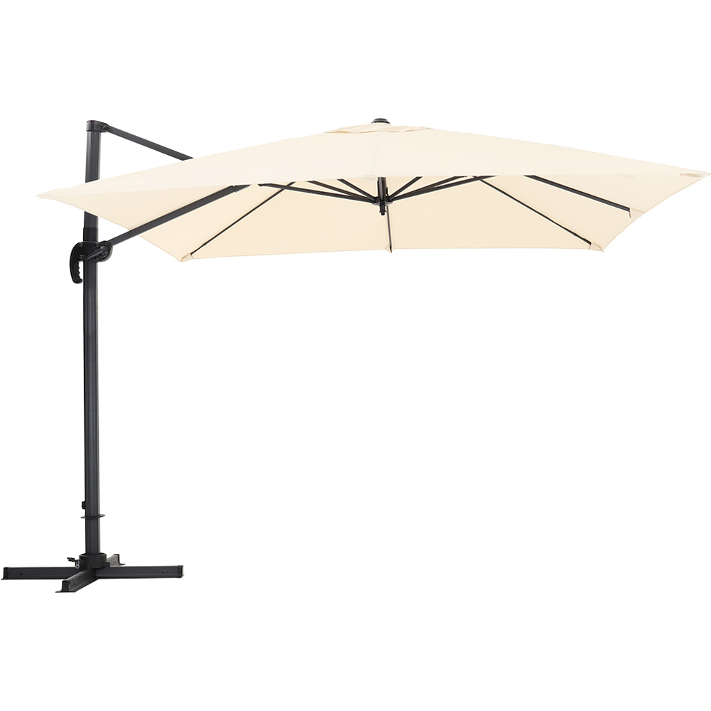 Living and Home Beige Square Rotatable Crank Cantilever Parasol with Fan-Shaped Base 3m