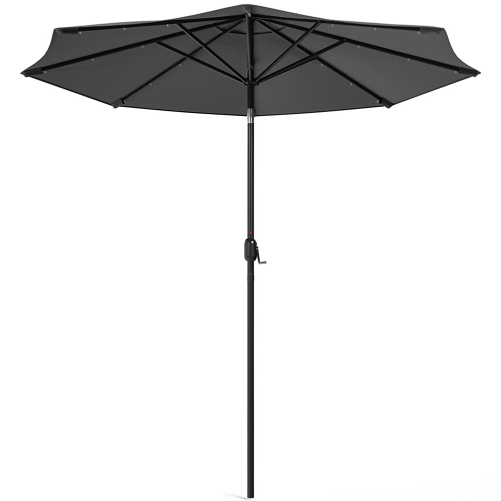 Living and Home Dark Grey 24 LED Crank Lift Garden Parasol 3m