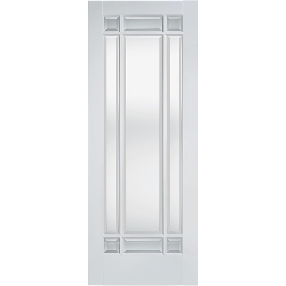 LPD Doors Manhattan White 9L Clear Bevelled Glass Primed Internal Door 1981 x 762mm