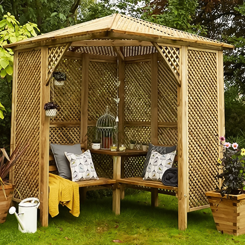 Shire Valencia 4 Seater 6 x 6ft Corner Pressure Treated Arbour
