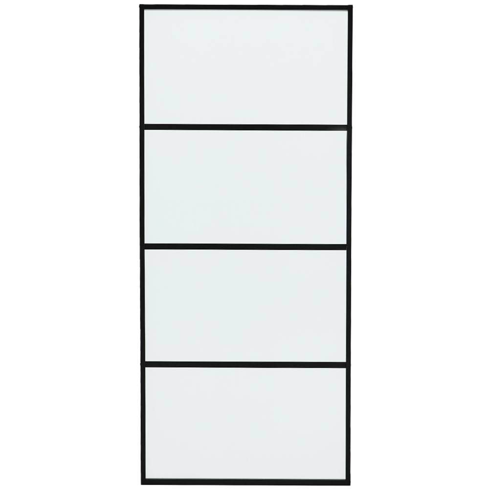 Living and Home 4 Lite Modern Black Glass Aluminium Sliding Barn Door Panel with 6ft Hardware Kit