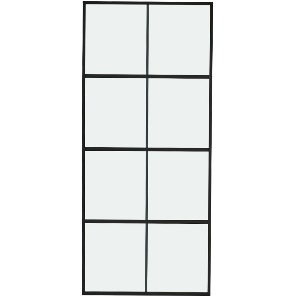 Living and Home 8 Lites Black Heavy Duty Glass Sliding Barn Door Panel with 6ft Hardware Kit
