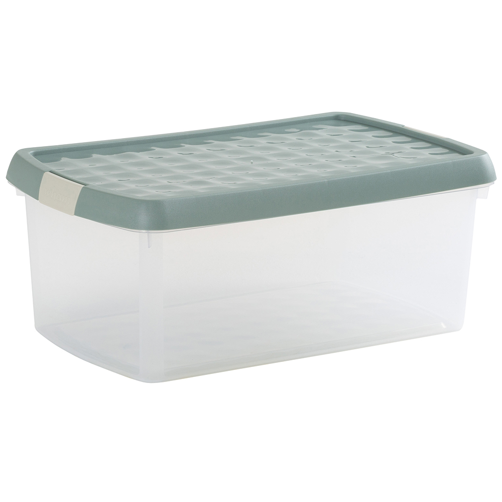 Green Wham Clip Clear Milieu And Stone Rectangular Storage Box With Lid 3 Pack 10.5L