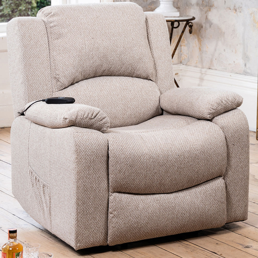 Artemis Home Cream Marldon Beige Massage And Heat Electric Recliner Chair