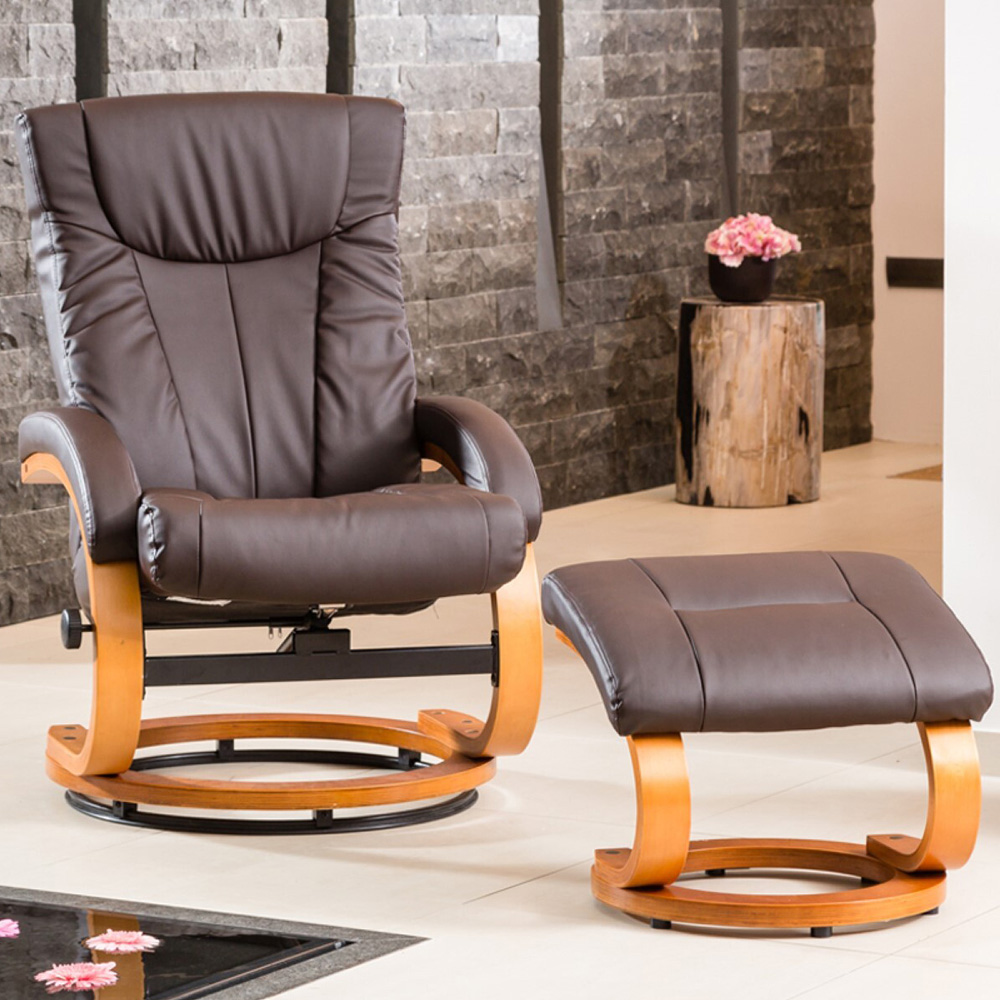 Artemis Home Brown Modena Massage And Heat Swivel Recliner Chair With Footstool