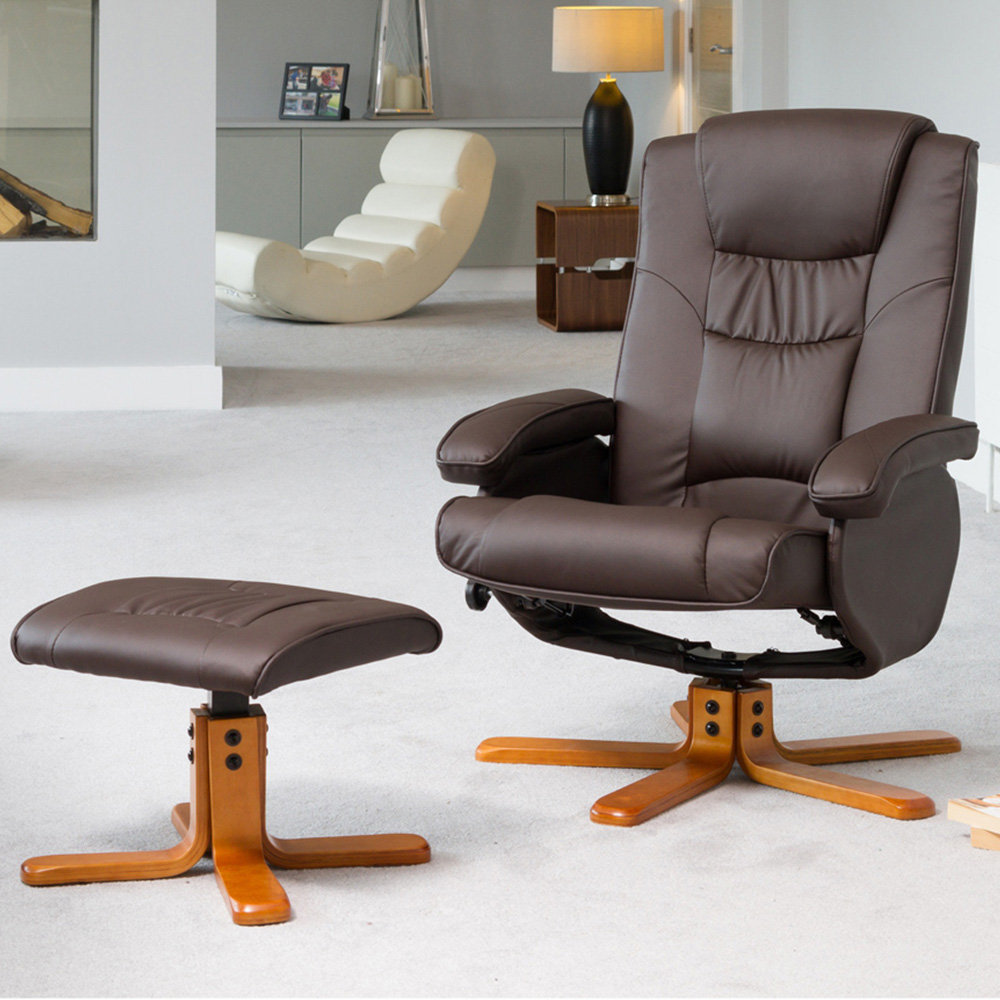 Artemis Home Brown Severn Swivel Recliner Chair With Footstool