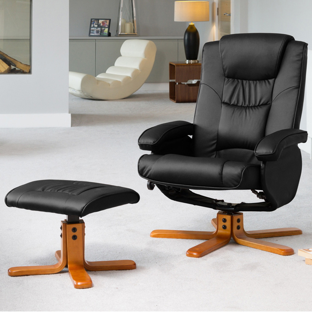 Artemis Home Black Severn Massage And Heat Swivel Recliner Chair With Footstool