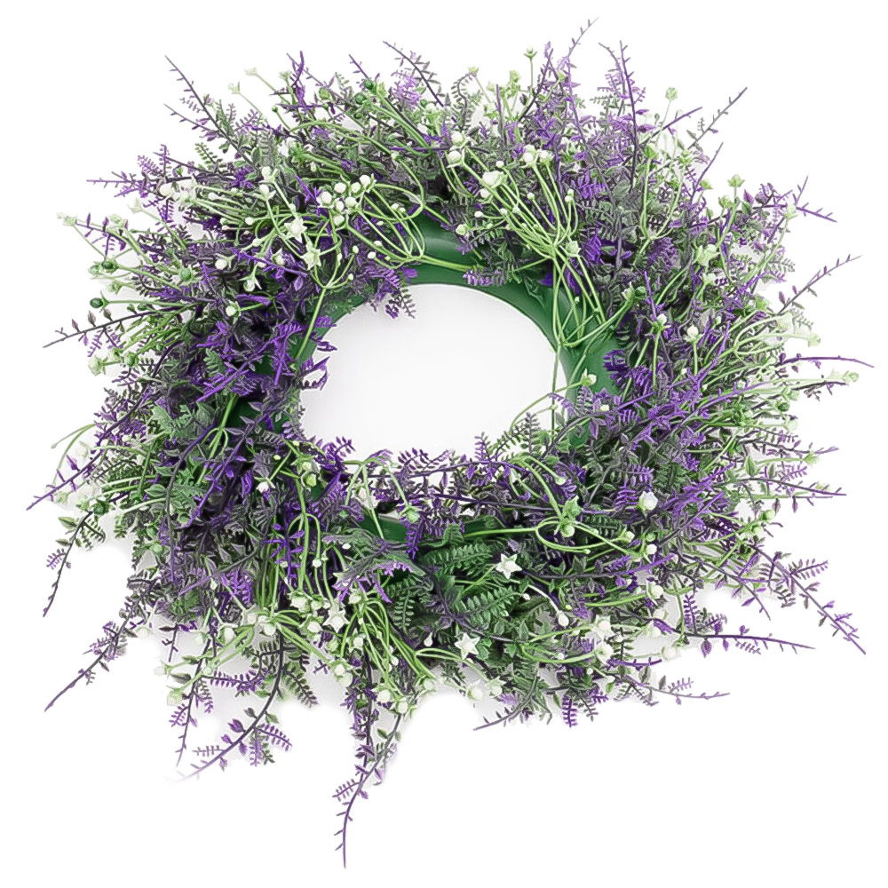 Living and Home Round Artificial Lavender Flower Wreath