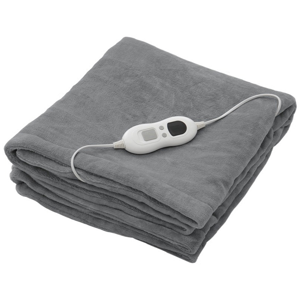Living and Home Grey Double Sided Flannel Heating Throw Blanket