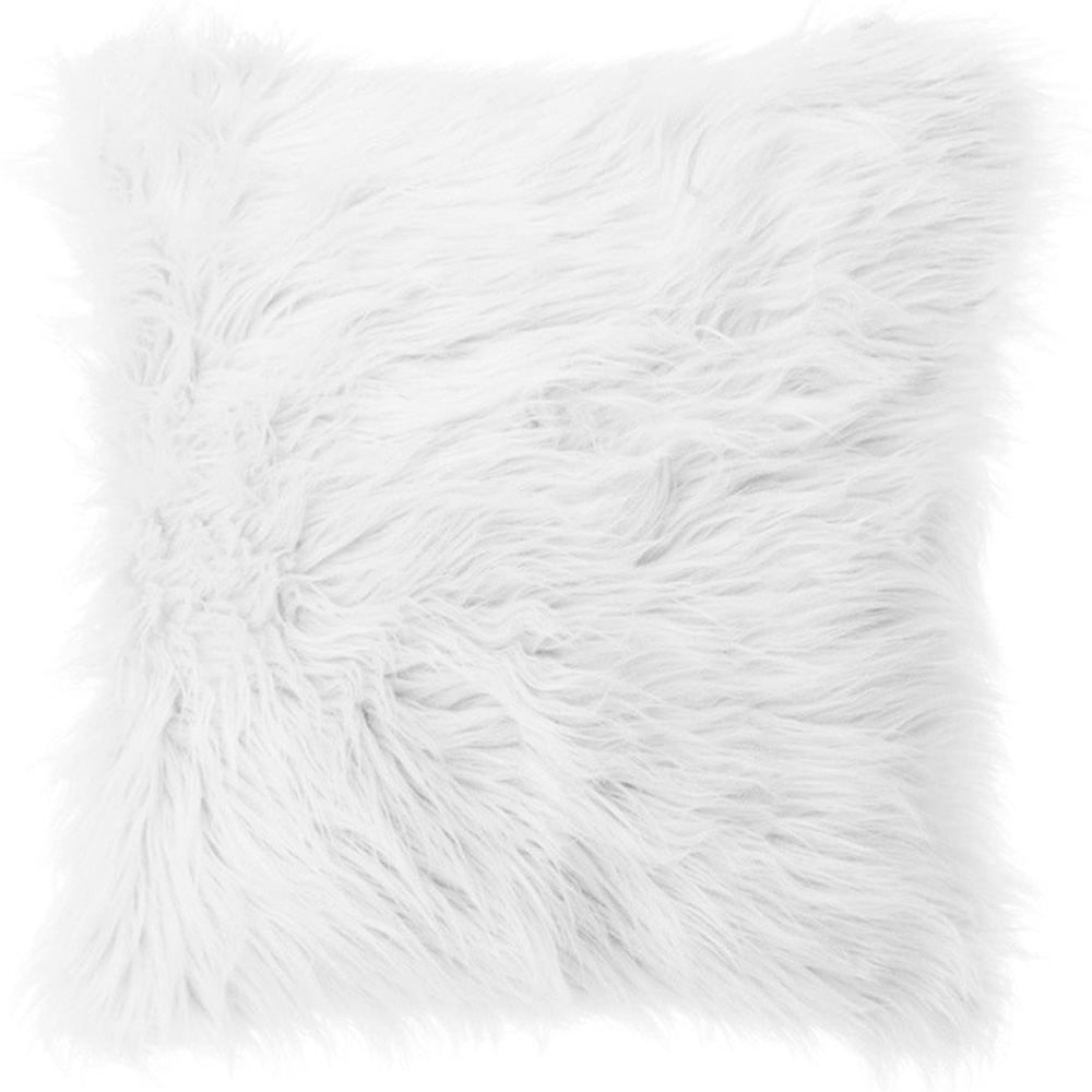 Living and Home White Fluffy Faux Fur Cushion Cover